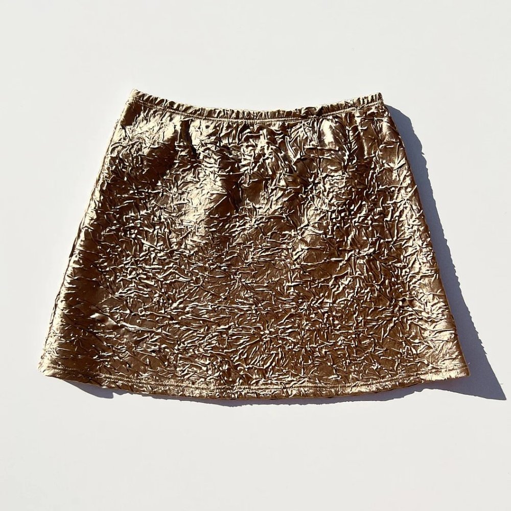 NWT Lisa Says Gah Sarah Mini Skirt in Gold Satin